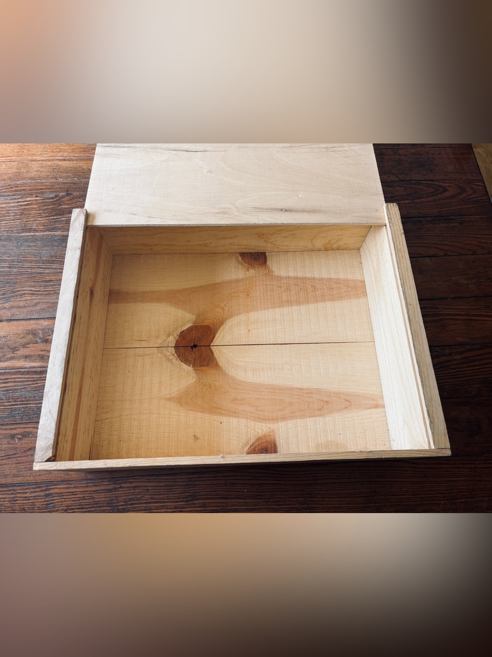 Handmade Large Wooden Storage Box with Sliding Lid